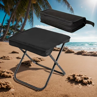 Banqueta Banquinho Dobrável Alumínio Camping C/ Bolsa Ziper