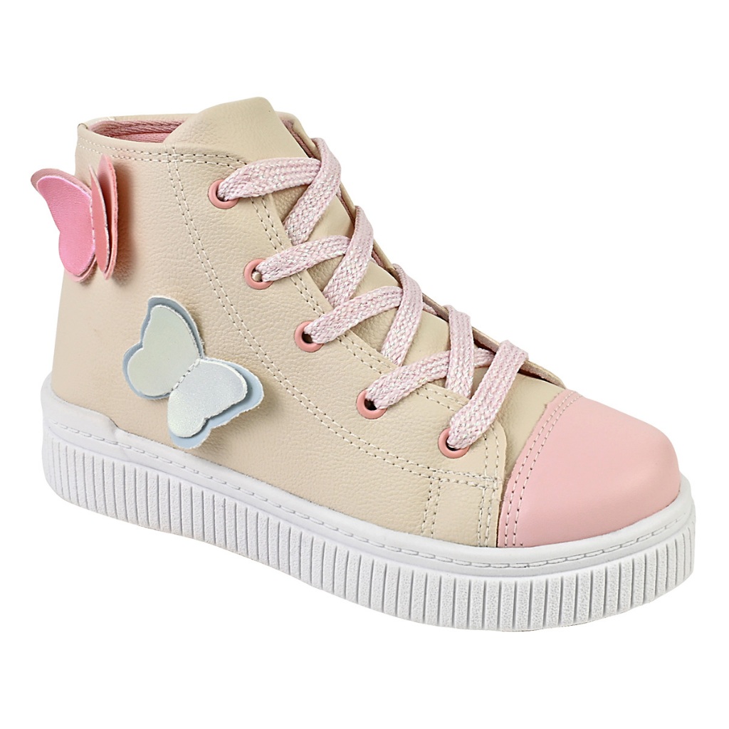 Tênis Cano Alto Infantil Menina Estilosa Fashion com Borboletas ...