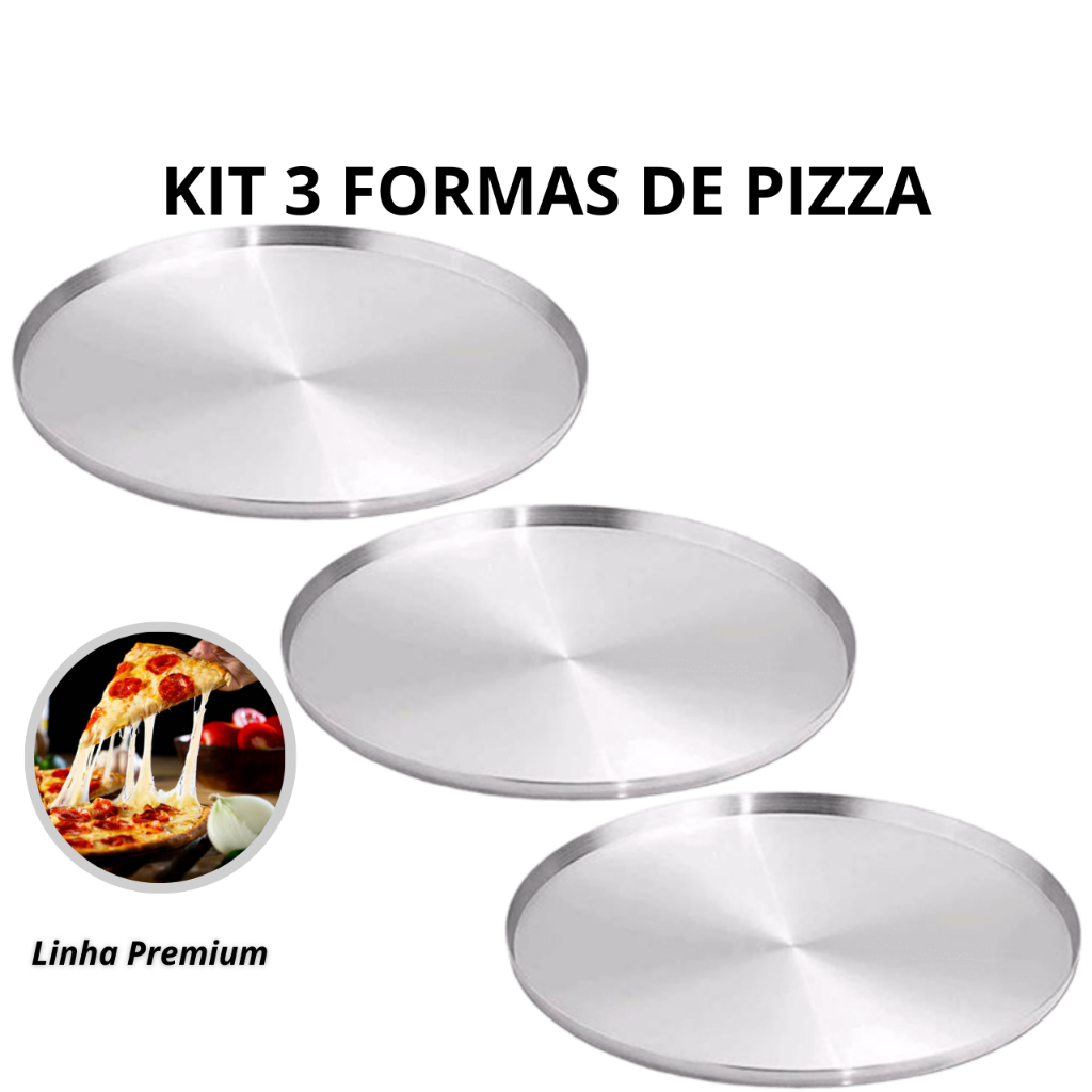 KIT 3 Forma / Assadeira de Pizza ALUMIC - Todos os Tamanhos