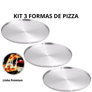 KIT 3 Forma / Assadeira de Pizza ALUMIC - Todos os Tamanhos