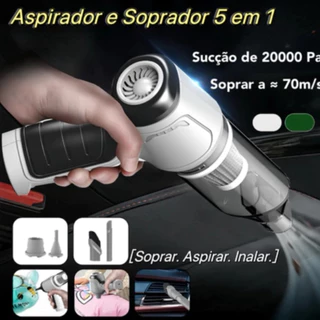 Aspirador e Soprador Portátil 5 em 1 - Alta Potência e Multifuncional para Limpeza Completa