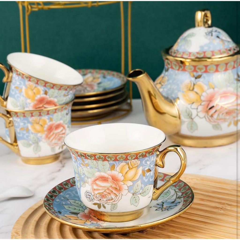 Conjunto de Chá,café Vintage em Cerâmica e porcelana com 6 Conjunto de Chá,café Vintage em Cerâmica e porcelana com 6