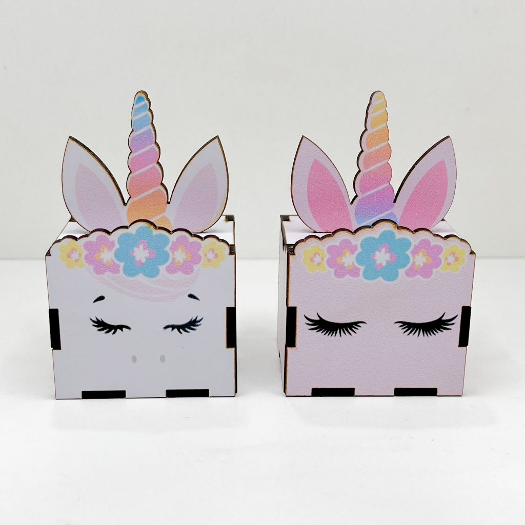 5/10/15/20PCS Mini Cubos Unicórnio em MDF - Lembrancinha Porta Bombom ...