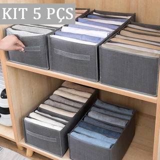KIT 3/5 Organizador De Gavetas De Jeans Dobráveis/Roupas De Compartimento De Malha Economia De Espaço Em Casa ND-06