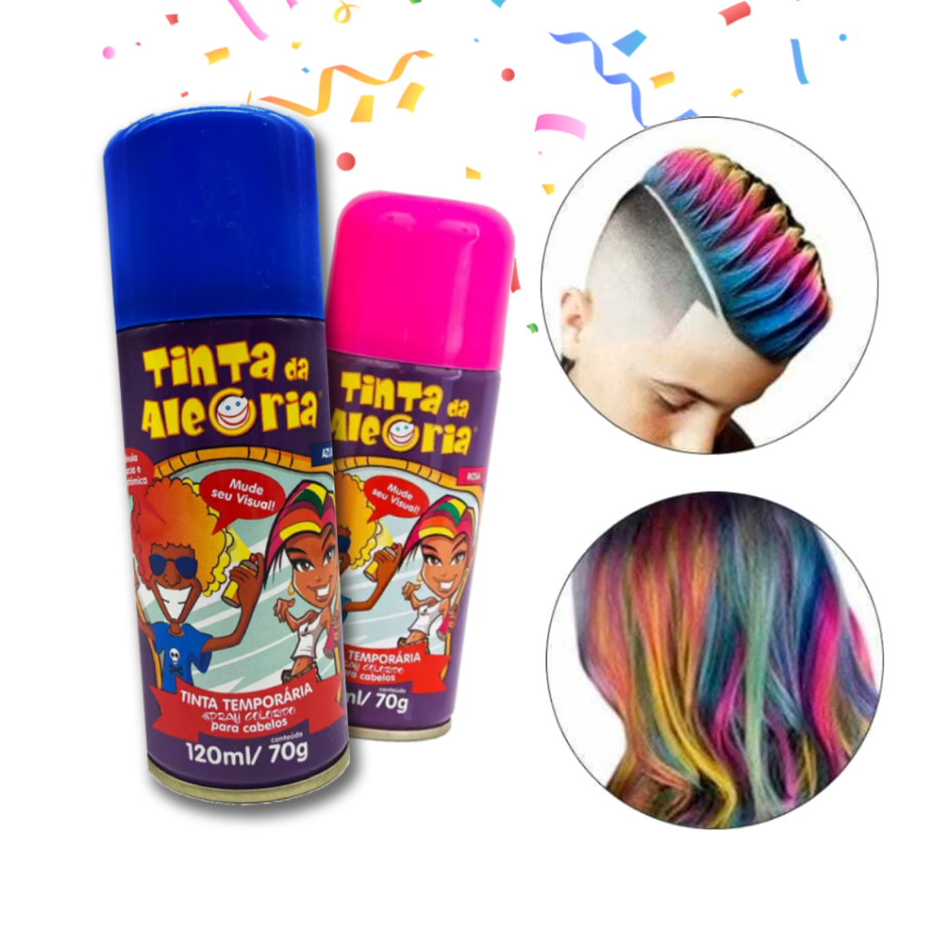 Tinta da Alegria Spray para Cabelo Azul e Rosa Carnaval Festa ...