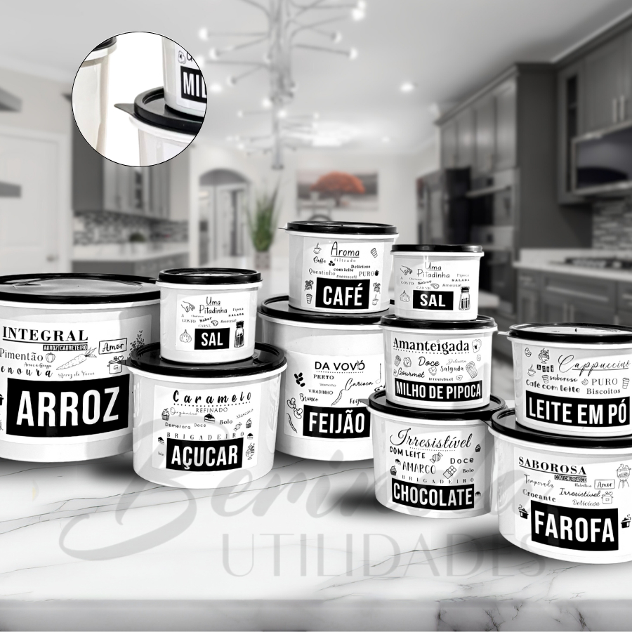 Kit Potes Mantimentos Linha premium Cozinha jogo com 10 Peças plástico Praticidade