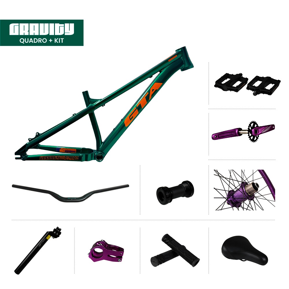 Kit Quadro Aro 26 GTA Freeride DH Tipo Viking Gravity branco Roxo