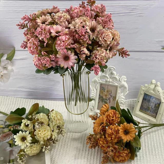 Flores Artificiais De Crisântemo Decoração De Bolo DIY Falsas De Seda Plástico Bola De Casamento Casa Bouquet FR-812