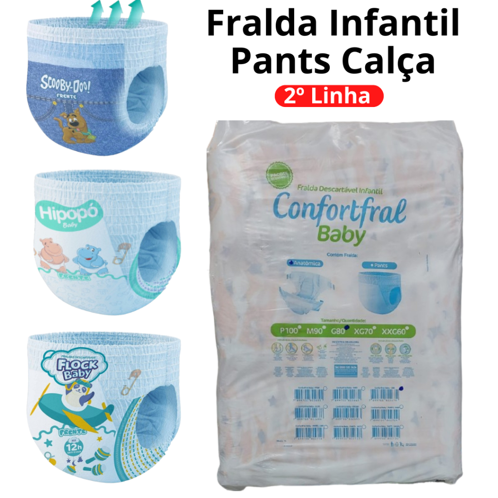 FRALDA INFANTIL CONFORTFRAL BABY 2 LINHA FRALDA CALÇA