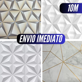 Papel de Parede Efeito Gesso 3D Geométrico Lavável Adesivo Autocolante À Prova D'Água Impermeável