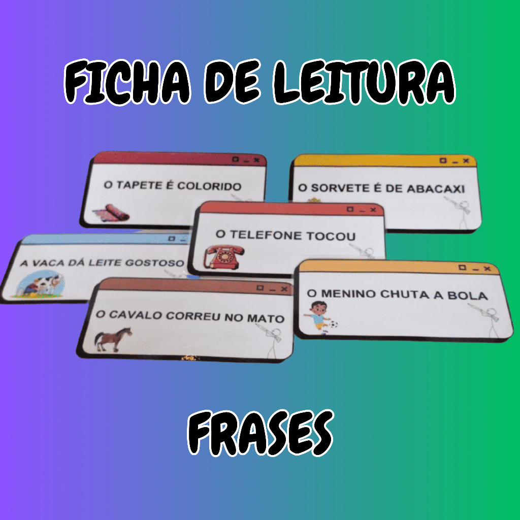 Fichas de Leitura - Frases - Material Pedagógico - Produto Platificado ...