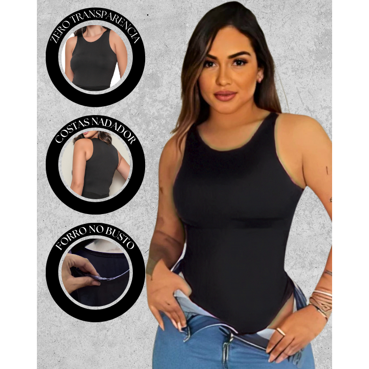 Body Feminino Suplex Com Forro Regata Blusinha Lisa Basica