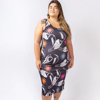 Vestido Plus size inspiração Farm tamanho grande veste 50 verao confortavel malha canelada