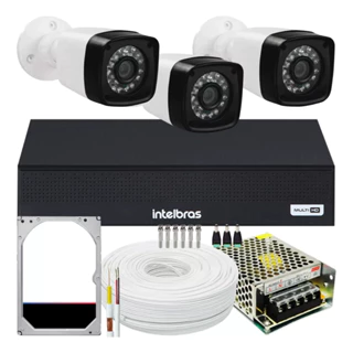 Kit Cftv 3 Câmeras de Segurança Full hd 1080p e Dvr Mhdx Full Hd Intelbras C/HD