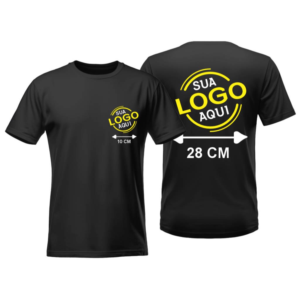 Camiseta Personalizada Com Sua Logo Camisa 100% Algodão PRETO