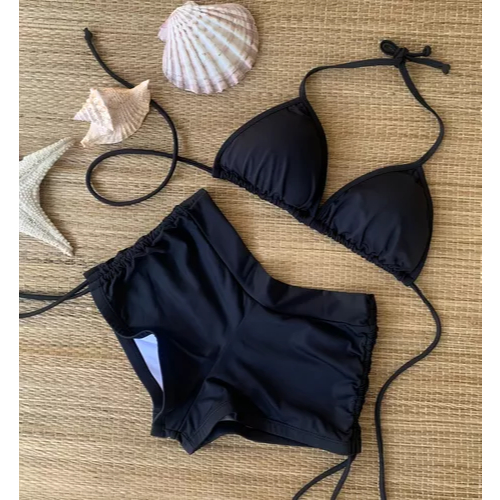 Sukini Cintura Alta 2 Peças Top Cortininha E Shortinho | Shopee Brasil