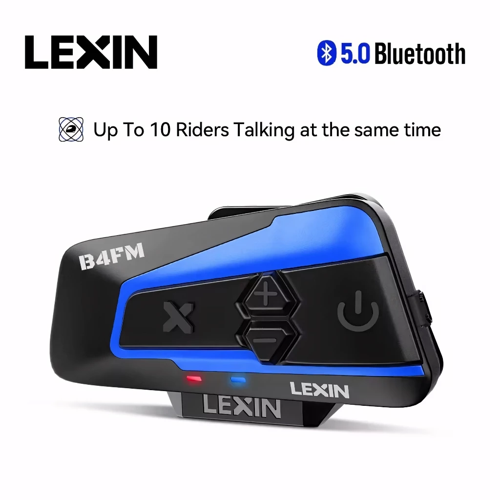 Lexin-B4FM-X Motocicleta Intercom, Bluetooth Capacete, Compartilhamento De Música, 10 Riders, BT5.0