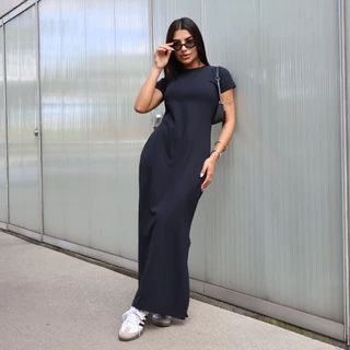 Vestido Feminino Longo Algodão Manga Curta Confort em Oferta na Shopee