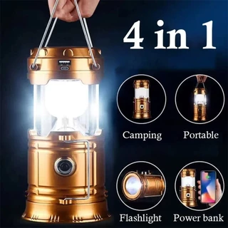 Lampião Led Solar 4 em 1 Regarregavel Usb para Camping Lanterna Portátil Emergencia BOMVINK