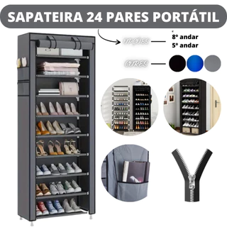 Sapateira com  Prateleiras para Organizar Sapatos Calçados Chinelos Roupas Objetos 24 Pares