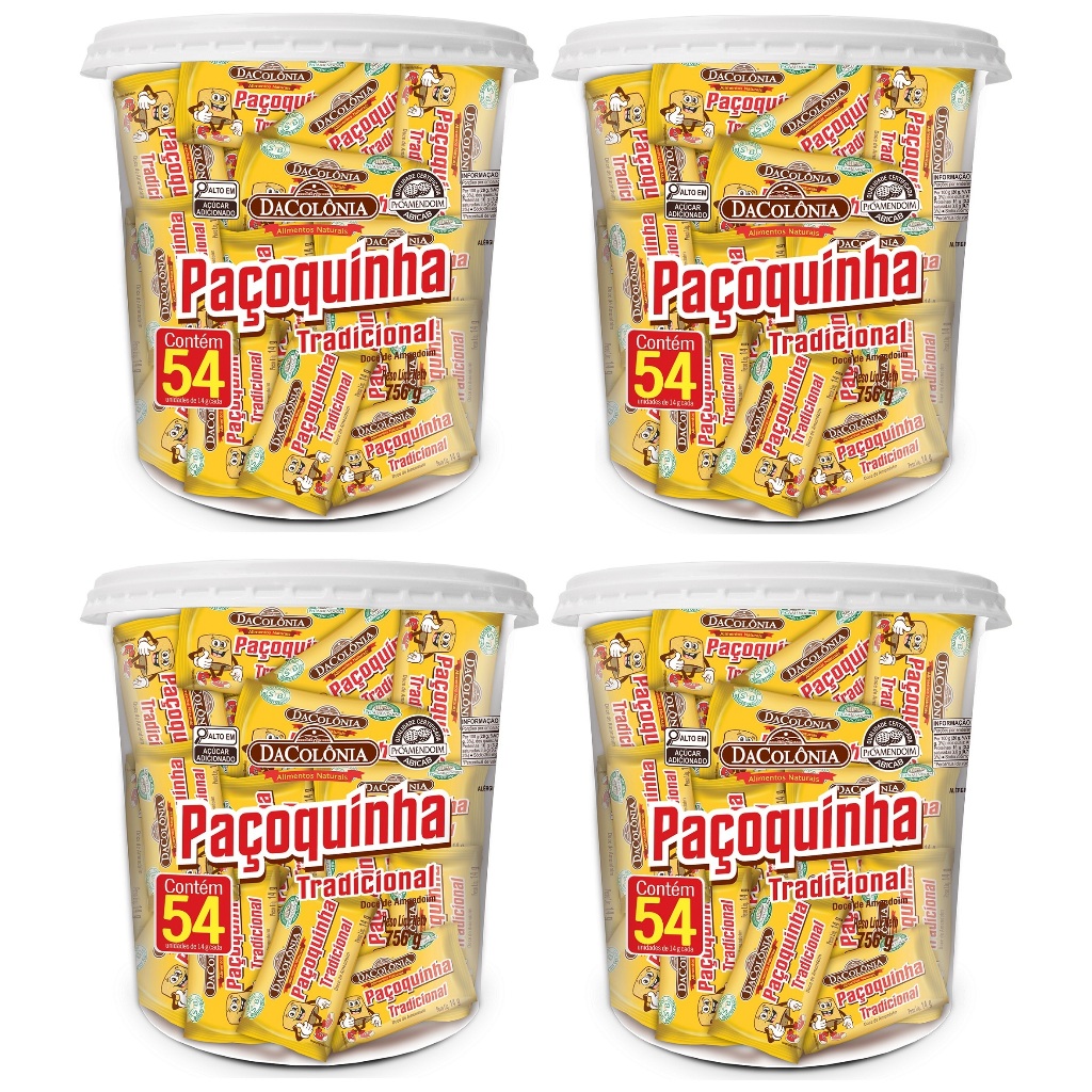 Kit Com 4 Potes De Paçoca Tradicional 756G - Original DaColônia ...