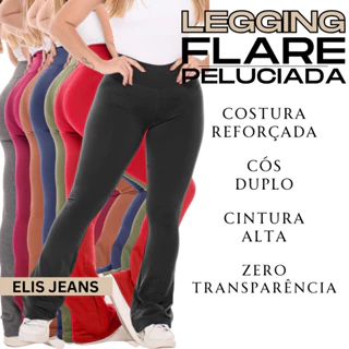 Calça Legging Flare Bailarina Flanelada Cintura Alta Leg Boca De Sino em Oferta na Shopee