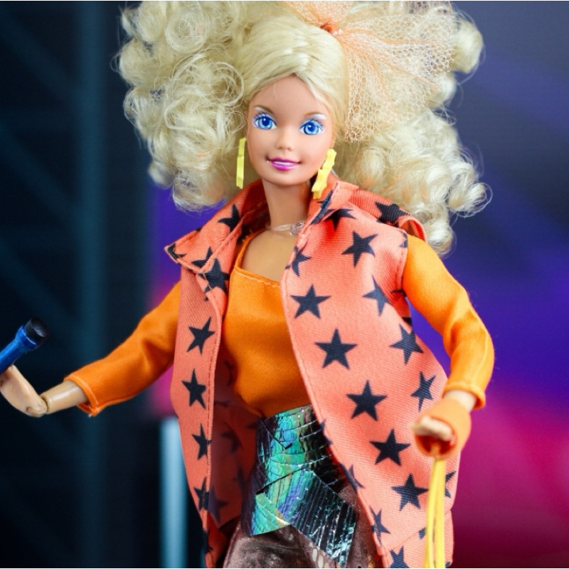 Conjunto Roqueira New Wave Laranja 1988 para bonecas escala 1/6