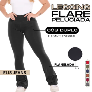 Calça Legging Flare Flanelada Cintura Alta em Oferta na Shopee