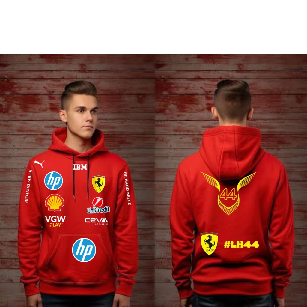 moletom lewis hamilton 44 lançamento 2025 equipe ferrari modelo f1