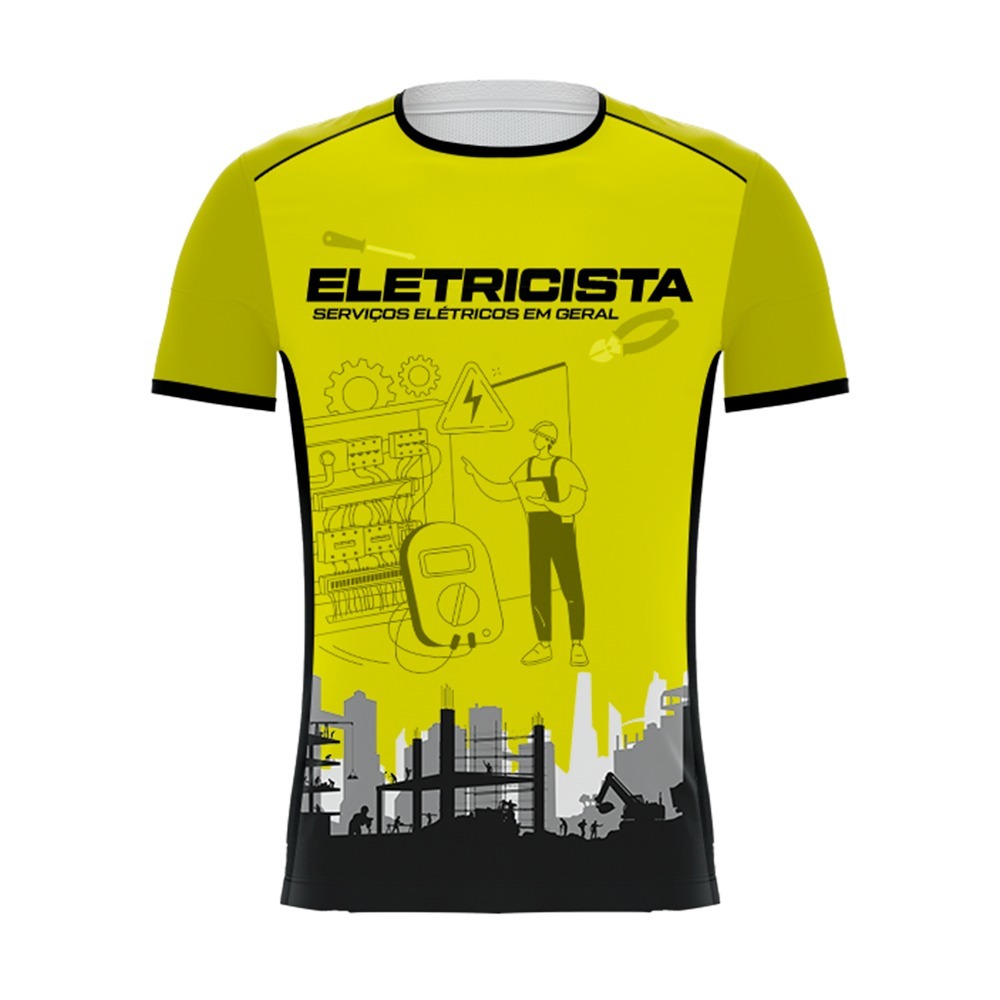 Camiseta Para Trabalho Eletricista Uniforme Macia Proteção UV Tecido ...
