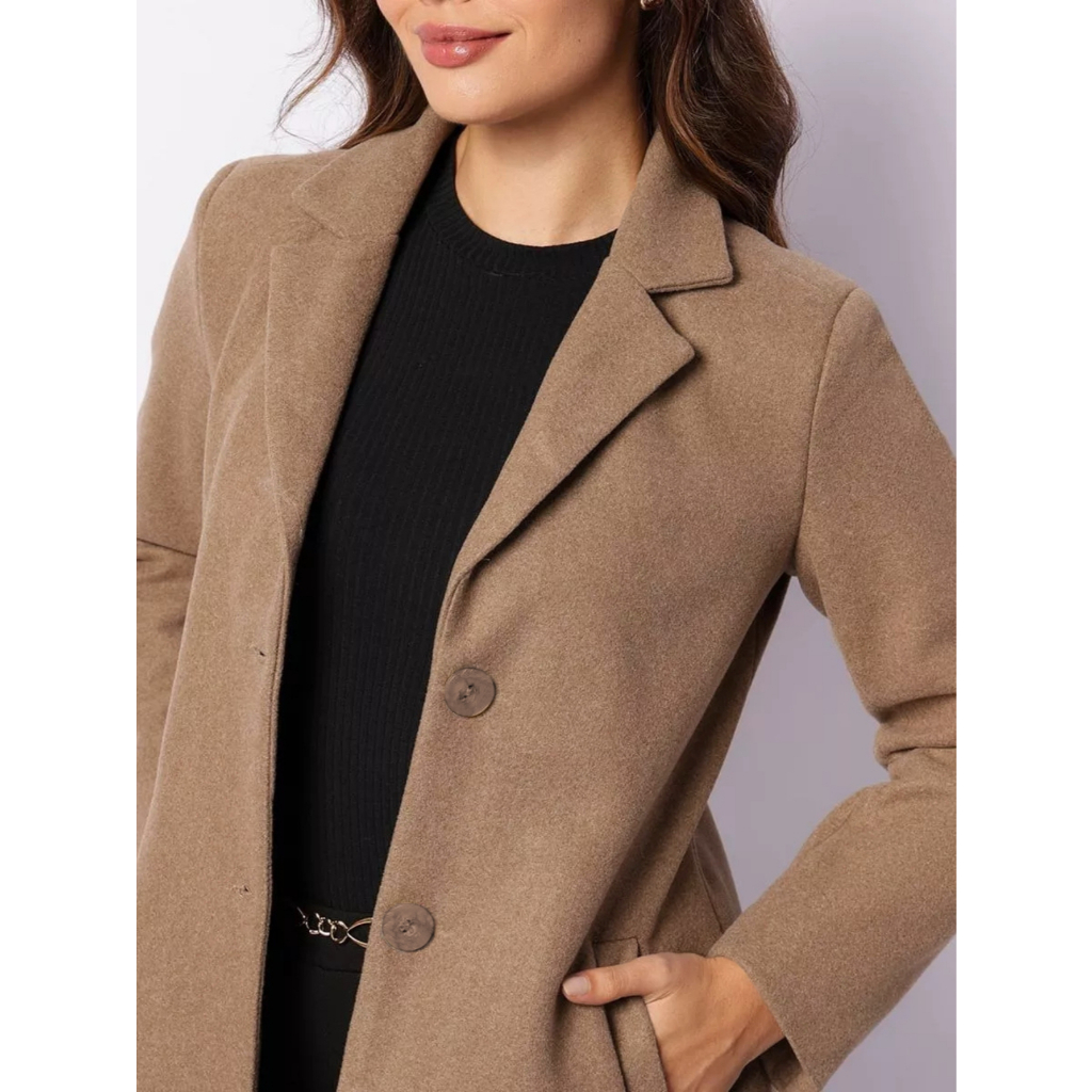 Lã Batida Casaquinho Feminino Curto Sobretudo Lã Batida Curto