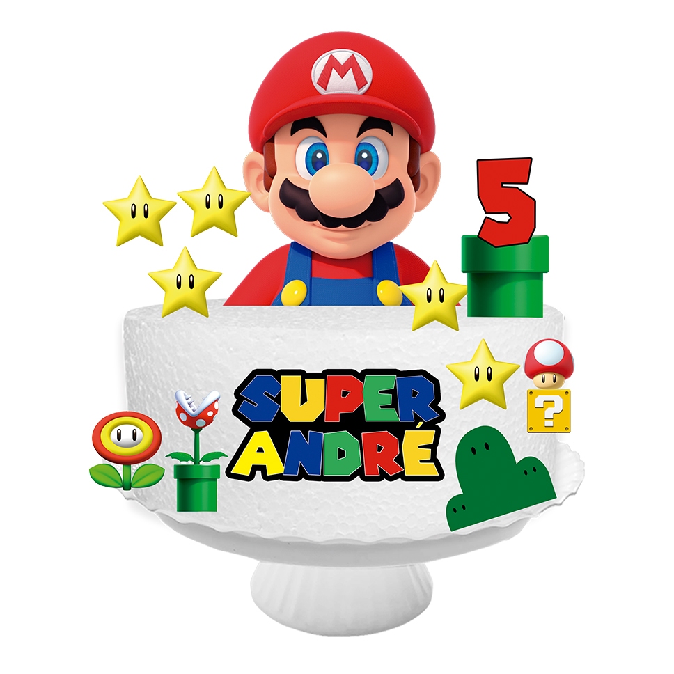 Topo Topper para Bolo Mario Bros / Luigi | Shopee Brasil