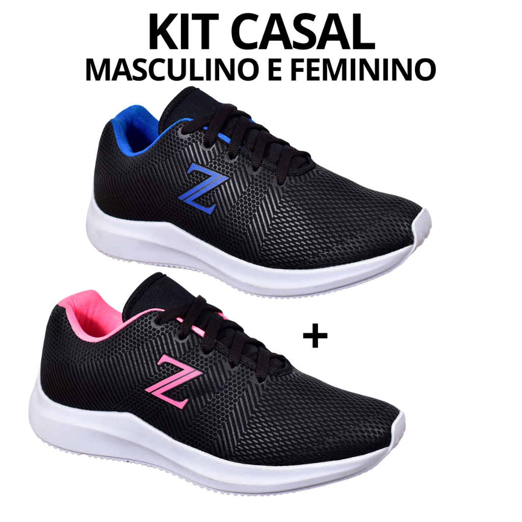 Kit Casal 2 Tênis Masculino e Feminino Academia Esportes Treino ...