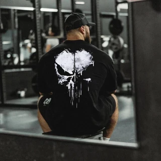 Camiseta Oversized 100% Algodão Caveira Treino Pesado Skull Gym Malha Premium