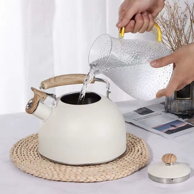 Chaleira De Inox Esmaltada 3L Com Apito Induo Preta, Branca E Verde - Ch  Caf gua Bule - Pode Ir No Fogo Resistente | Shopee Brasil
