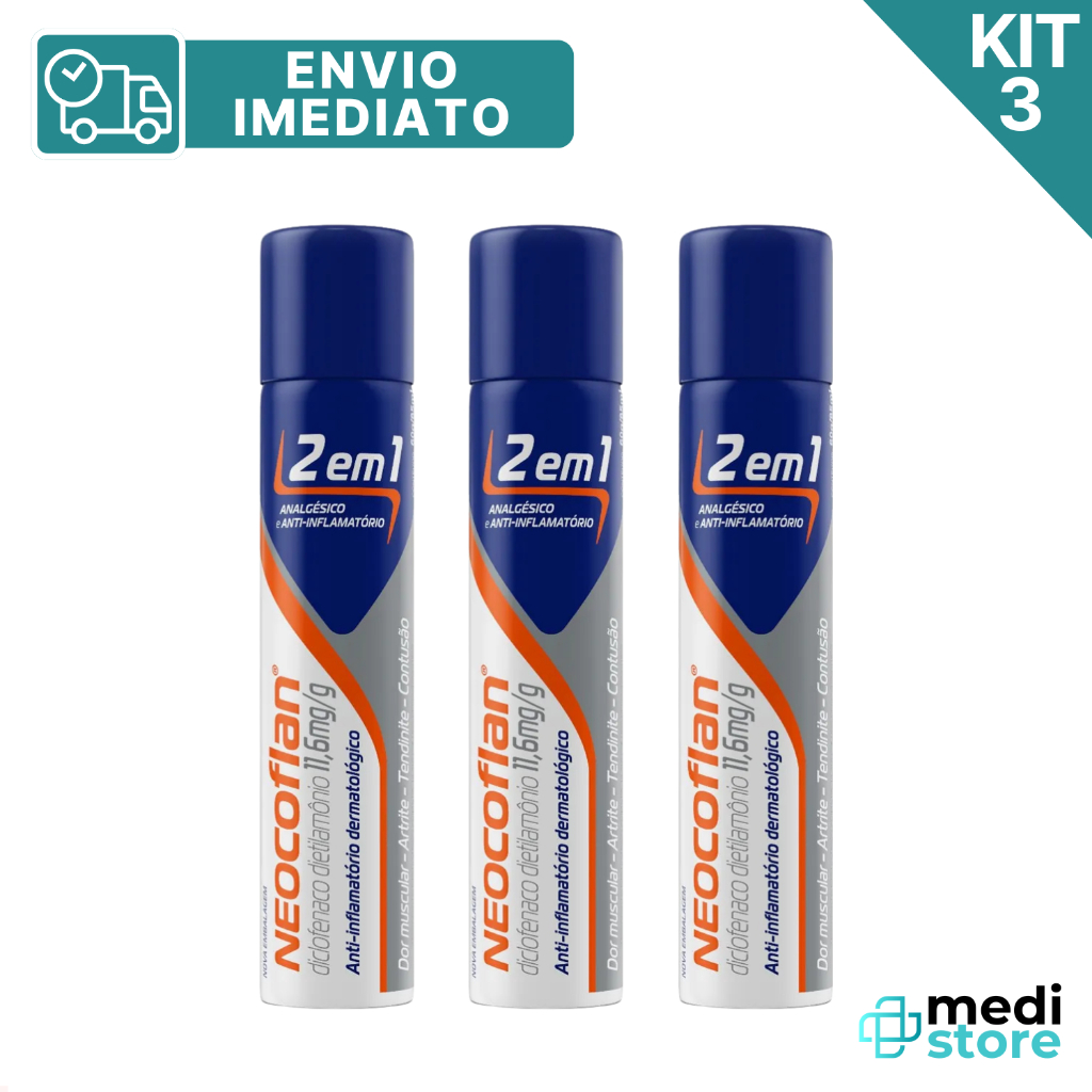 Kit com 3 - Neocoflan Spray Aerosol 2 em 1 Anti-inflamatório 85 mL ...