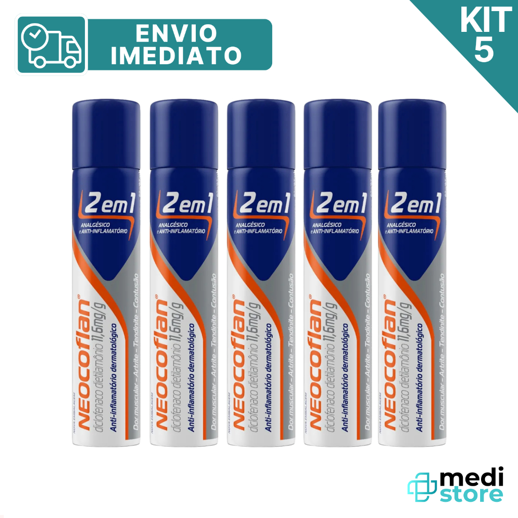 Kit com 5 - Neocoflan Spray Aerosol 2 em 1 Inflamatório 85 mL - Envio ...