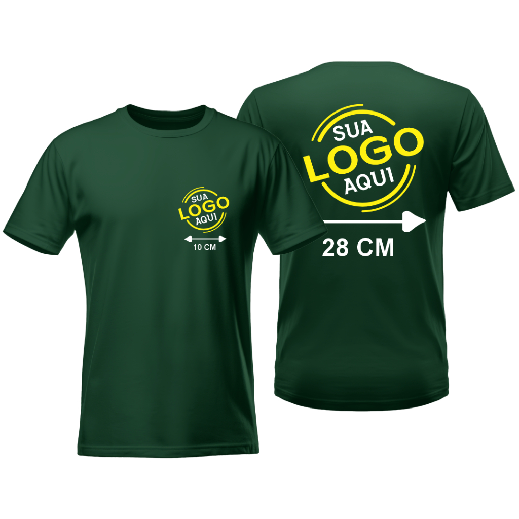 Camiseta Personalizada Com Sua Logo Camisa 100% Algodão VERDE