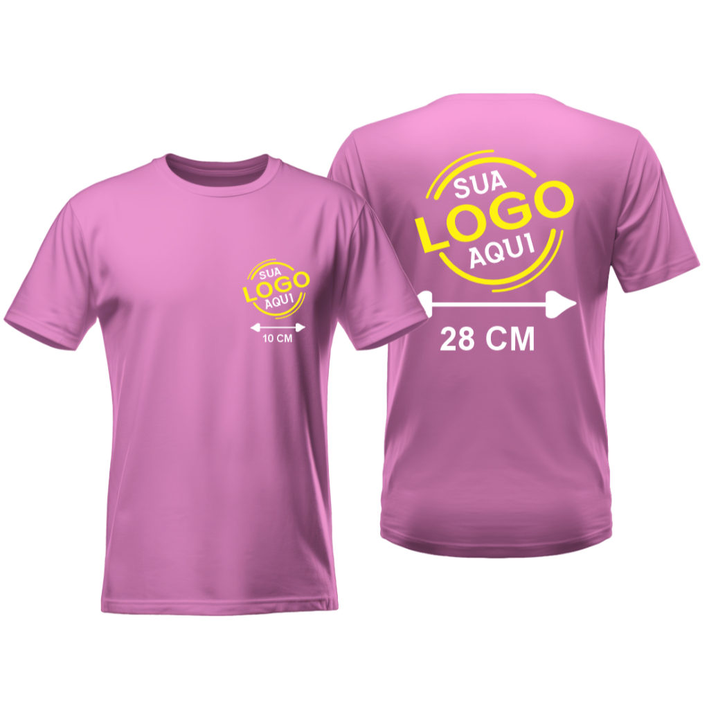 Camiseta Personalizada Com Sua Logo Camisa 100% Algodão ROSA
