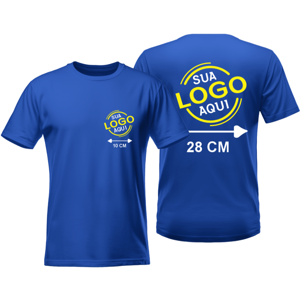 Camiseta Personalizada Com Sua Logo Camisa 100% Algodão AZUL