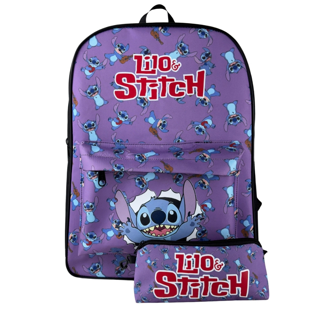 Mochila Infantil Escolar Do Lilo Stitch Roxo + Estojo lilo stitchli ...