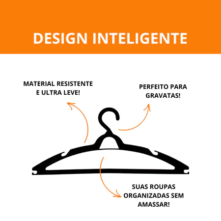 Cabide Adulto Preto Kit 100 Cabides Reforçados Organizar Roupas