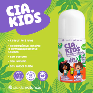 Deo roll on algodao sem perfume cia kids 65ml