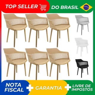 Kit 6 Cadeiras Marcela Montreal Mena Polipropileno com Estofado Estofado