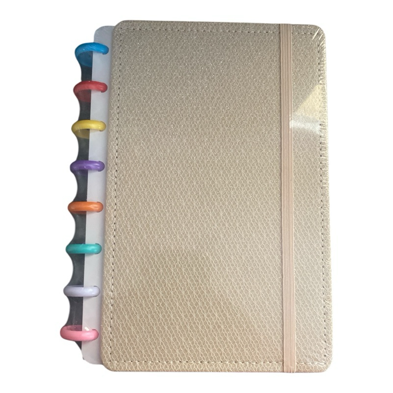 Caderno Argolado Inteligente, 8 argolas, 80 folhas, Dourado com Gliter ...