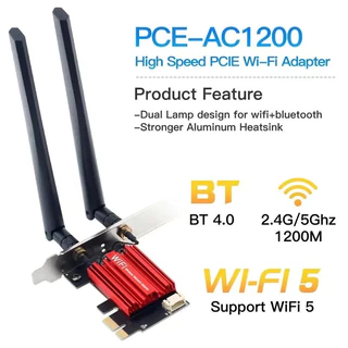 Placa de rede wi-fi e Bluetooth - adaptador sem fio PCI-E, Wi-Fi 5, AC1200, envio imediato