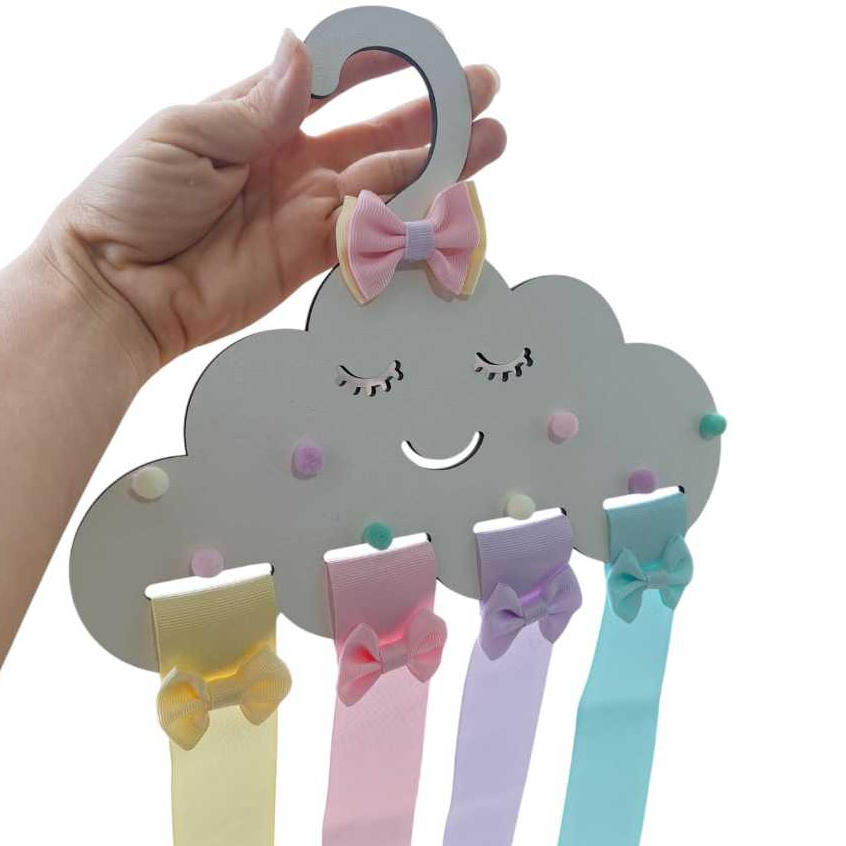 Organizador de laços infantil porta laço nuvem, cabide menina decorado ...