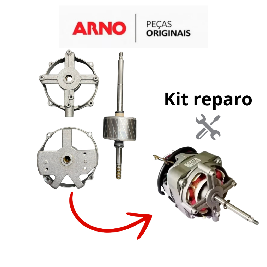 Kit reparo Lateral com Buchas + Eixo completo Motor ventilador arno ...