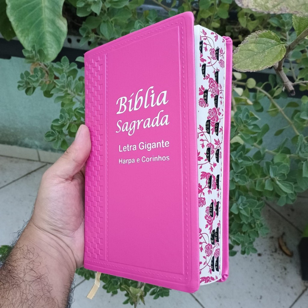 Bíblia Evangélica Feminina com Harpa Letras Grandes Couro Sintético ...
