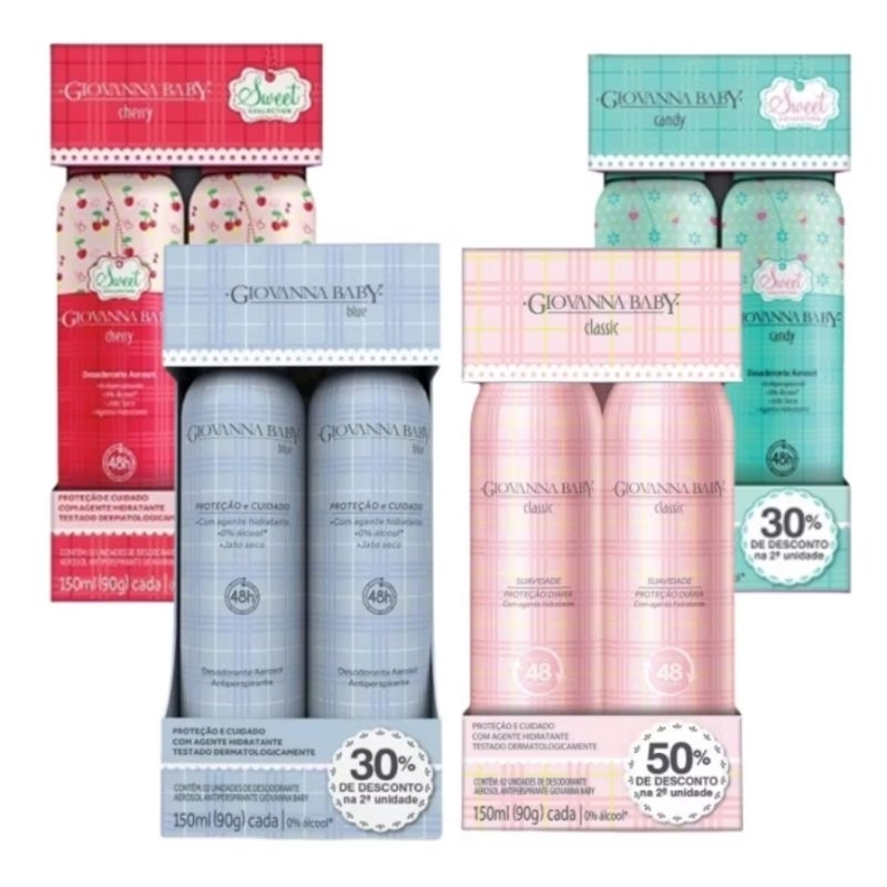 Kit Promocional Giovanna Baby Desodorante Aerosol c/2 unidades 150ml ...